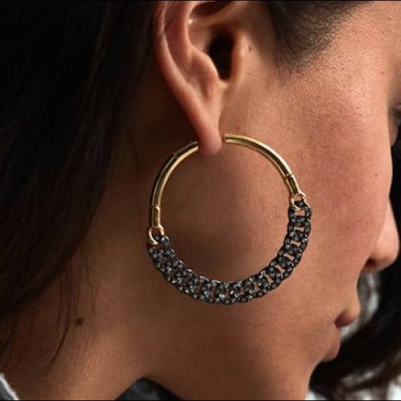 Demarson Jewelry Cristy Pav Swarovski Crystal Chain Hoop Earrings